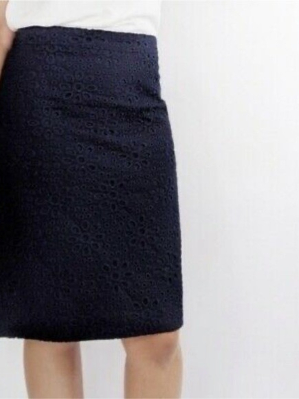 J. Crew Navy Eyelet No. 2 Pencil Skirt